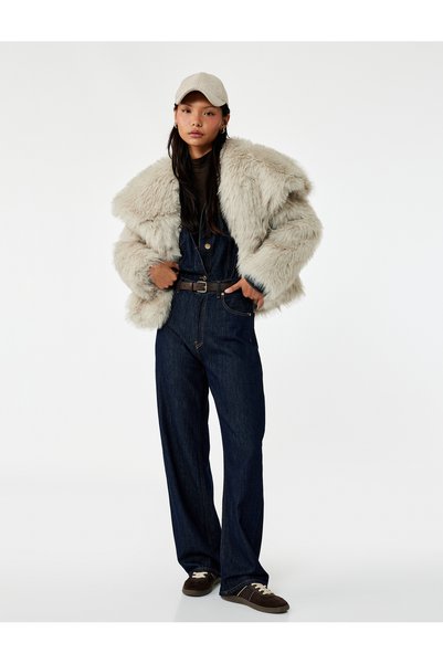 Suni Faux Fur Coat Oversized Wide Collar
