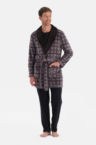 Multicolor Plaid Fleece Robe
