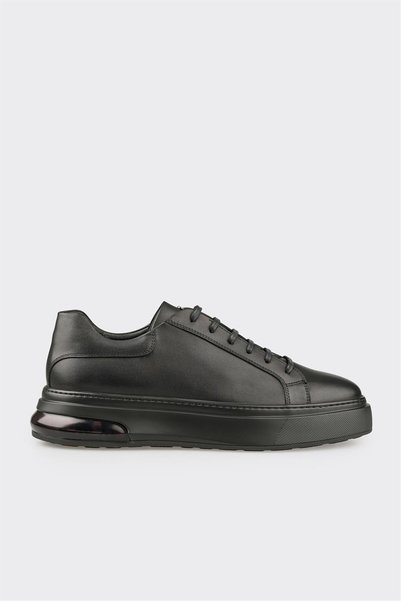 Black Leather Men's Casual Shoes
