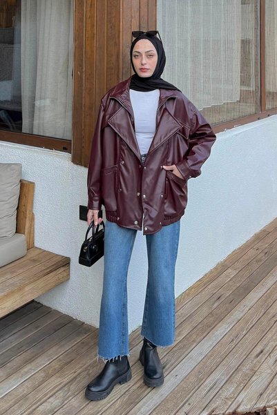 Premium Leather Jacket Burgundy