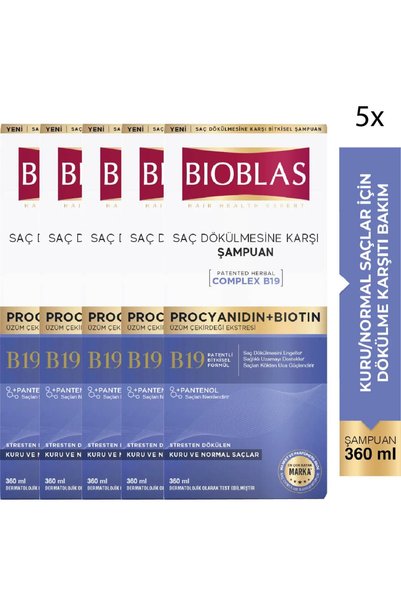 Procyanin & Biotin Anti-Stress Shampoo for Hair Loss 360 ml - Anti-Hair Loss Shampoo 5 Pieces