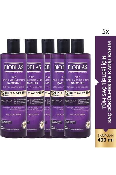 Caffeine Arginine Biotin Anti-Hair Loss Shampoo 400 ml 5 Pieces