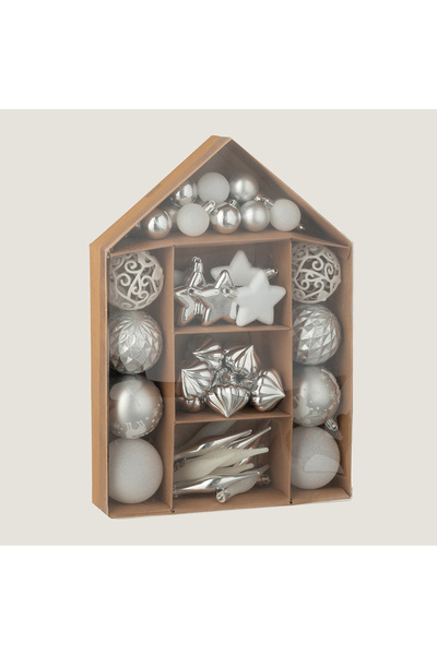 Cewa 50-Piece Christmas Ball Set Silver
