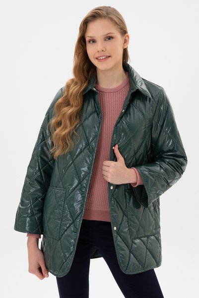 Women's Dark Green Coat 50312102-Vr079