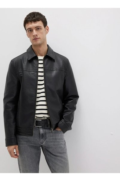 Men's Black M0110635-71379 Leather Jacket