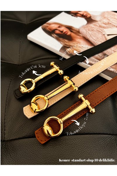 3-Piece Design Long Buckle Thin Women's Belt, Jacket Belt, Shirt Belt, Dress Belt