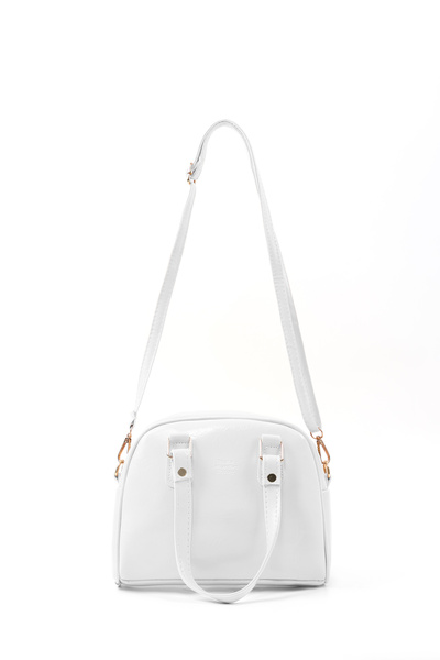Crinkled Textured White Shk205 Faux Leather Zippered Single Compartment Adjustable Strap Hand, Arm and Shoulder Bag