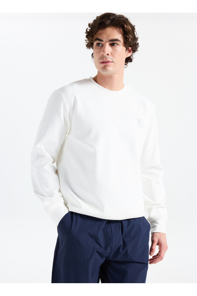 Crew Neck Ecru Men's Sweatshirt Gu25Mfw08021