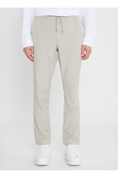 Tied Waist Regular Leg Slim Fit Mink Men's Trousers Ace001252272_Viz
