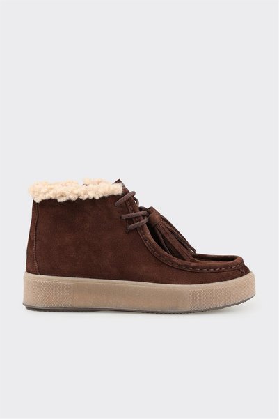 Brown Leather Women's Casual Sports Boots