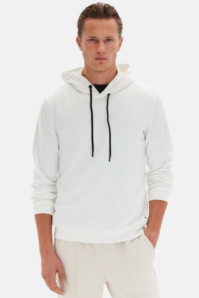 Slim Fit Ecru Plain Sweatshirt
