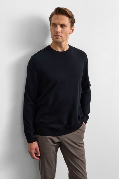 Black Men's Stand Collar Regular Fit Sweater B35W40041