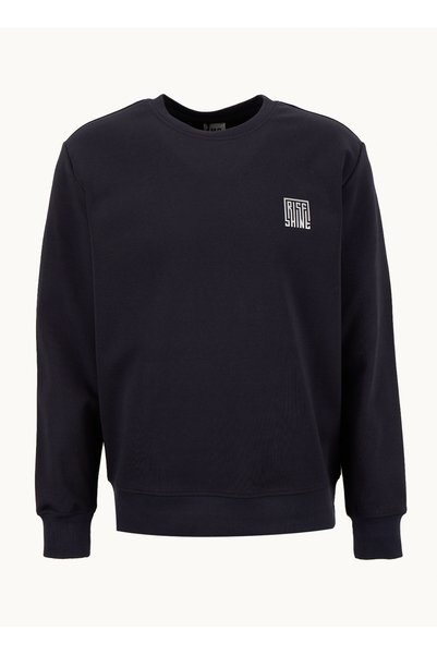 Crew Neck Navy Blue Men's Sweatshirt GU25MFW08021