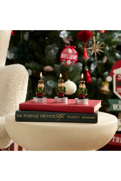 New Year Nutcracker 3-Piece Tealight Candle 11.5X5X7 cm