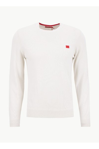 Crew Neck Regular Fit Plain Cream Men's Sweater 50475083_San Cassius-C1