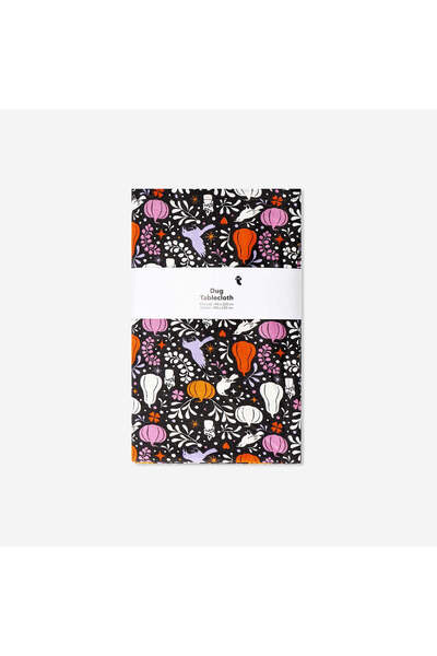 Pumpkin Patterned Black Tablecloth