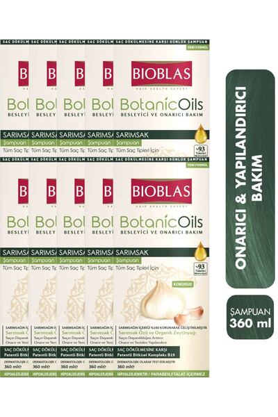 Botanic Oils Garlic Shampoo 360 ml Anti-Hair Loss, Strengthening 10 Pieces
