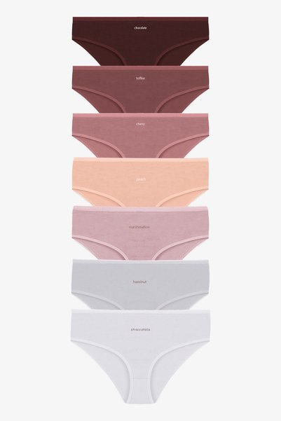 Women's 7-Piece Curve Cotton Stretch Fabric Bato Panties