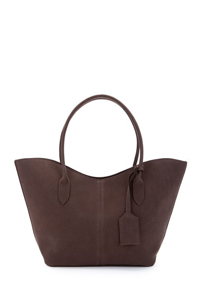 Double Handle Suede Hype Women's Shoulder Bag Brown