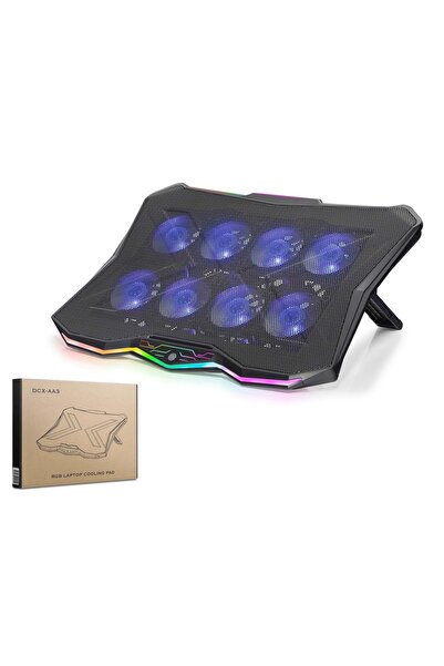 DCXAA3 ладилник за лаптоп со 8 вентилатори RGB 13-17.3 инчи црн