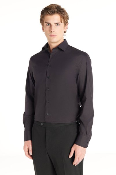 Black Stretch Slim Fit Classic Shirt