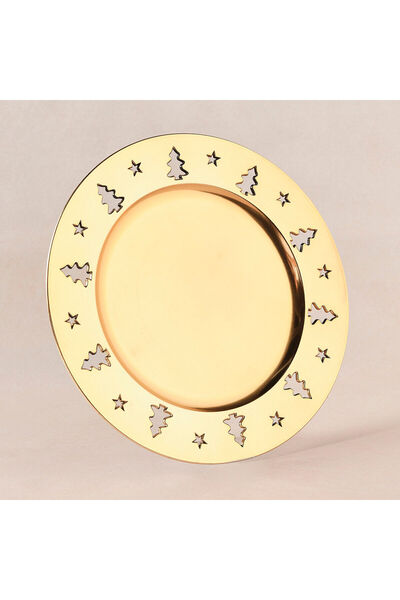 New Year Christmas Tree Charger Plate Gold 33 cm