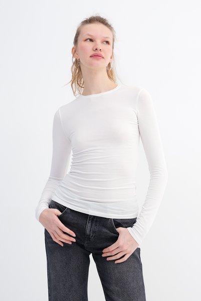 Crew Neck Basic Blouse B1496-Dk2
