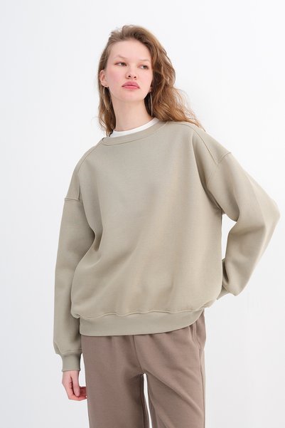 Fleece-Lined Basic Sweatshirt S3408-K11