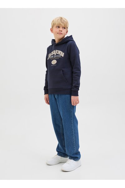 Printed Boys' Navy Blue Sweatshirt 12289751
