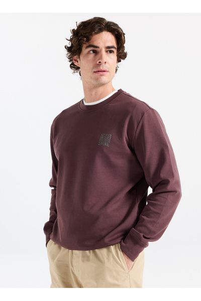Crew Neck Plum Men's Sweatshirt GU25MFW08021