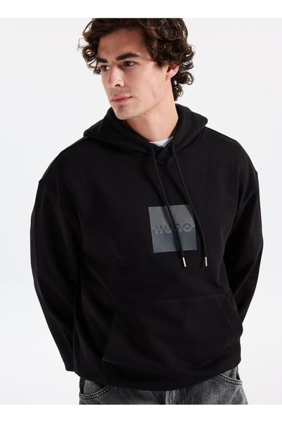 Hooded Collar Black Men's Sweatshirt 50542787_Duspliter