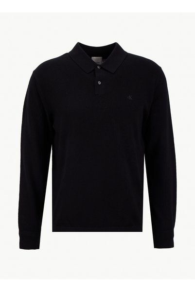 Crew Neck Regular Black Men's Sweater LV04LD319GUB1_LS 100% MERINO POLO 1