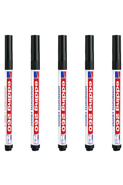 260 Whiteboard Marker Black 5 Pieces