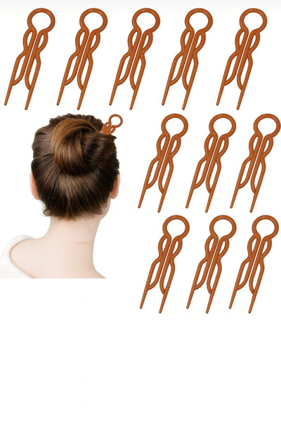Women's Brown Hair Pin Hair Bun Sticks 10 Pieces