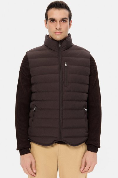 Ds Damat Regular Fit Brown Plain Vest Coat