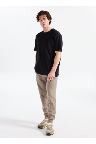 Elastic Waist Slim Fit Dark Beige Men's Sweatpants GU25MFW014002