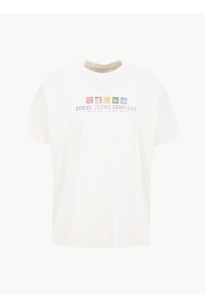 Jeans Crew Neck Printed Ecru Men's T-Shirt M5Bi30K8Fq4-G054 Jeans Men