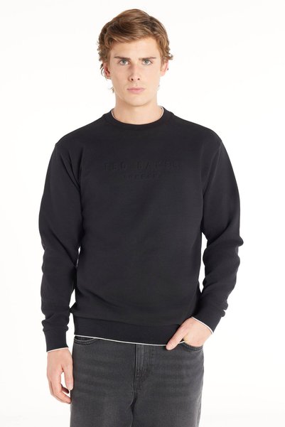 Black Embosed Logo Cropped Sweatshirt