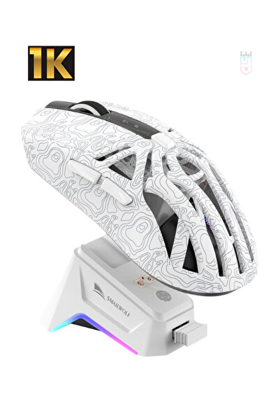 SMAILWOLF M8 безжичен гејмерски глушец со екран, SUPERLIGHT 24000 DPI PAW3311, со станица за полнење
