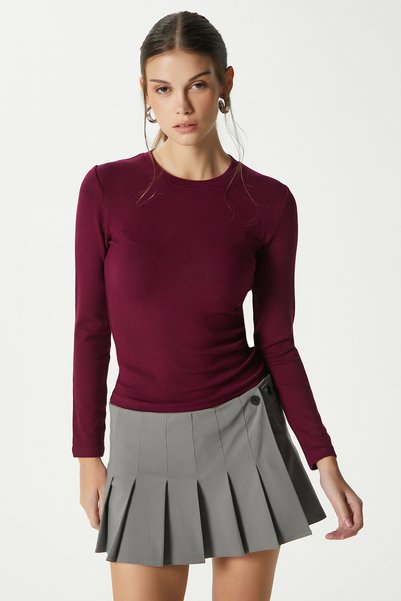 Women's Main Lux Touch Soft Texture Plum Blouse