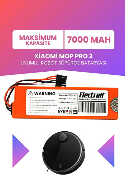 Батерија компатибилна со Xiaomi Mop Pro 2 (МАКСИМАЛЕН КАПАЦИТЕТ) 7000mah замена за батерија на робот правосмукалка