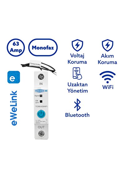 WiFi паметно реле за заштита од напон и струја, вграден мерач на енергија 63A компатибилен со eWelink - еднополен