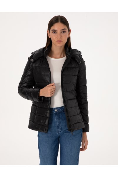 Black Removable Hooded Coat 50314169-Vr046