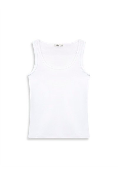 Sleeveless U-Neck Basic White Undershirt