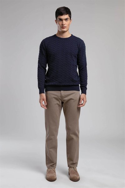 Jefta Men's O-Neck Sweater Navy Blue