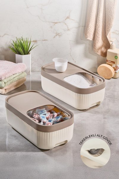 2-Piece Wheeled Sliding Lid Food Storage Container for Grains and Legumes, 7.5 Liters