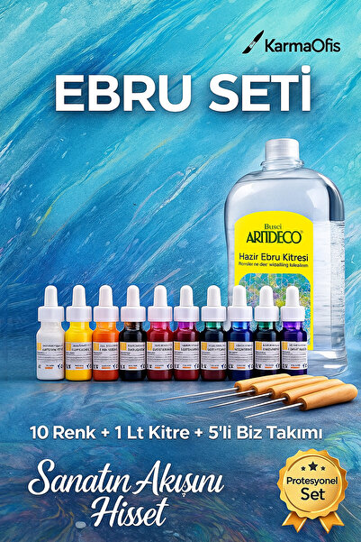 Професионален сет за Ebru 2 – 10 бои со капалка + 1 Lt Kitre + сет од 5 шила