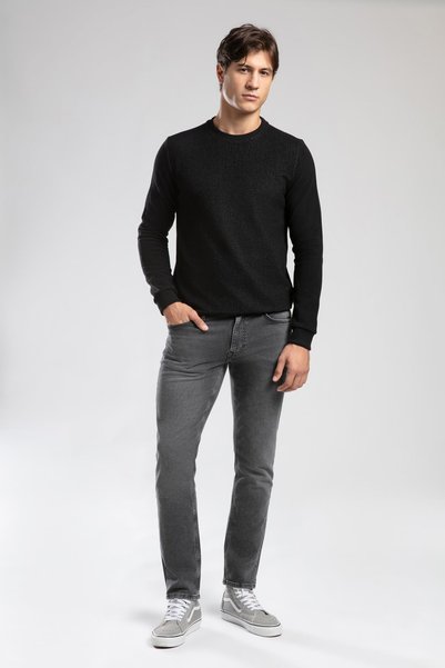 Newdiagonal Men's O-Neck Sweatshirt Black