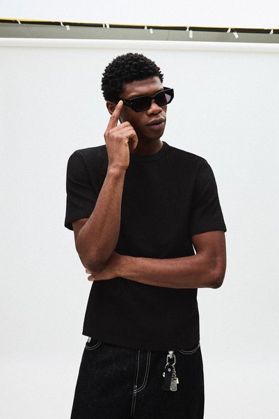 Short-Sleeved Textured T-Shirt
