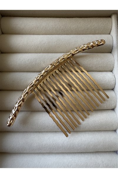 Gold Colored Textured Metal Comb Buckle